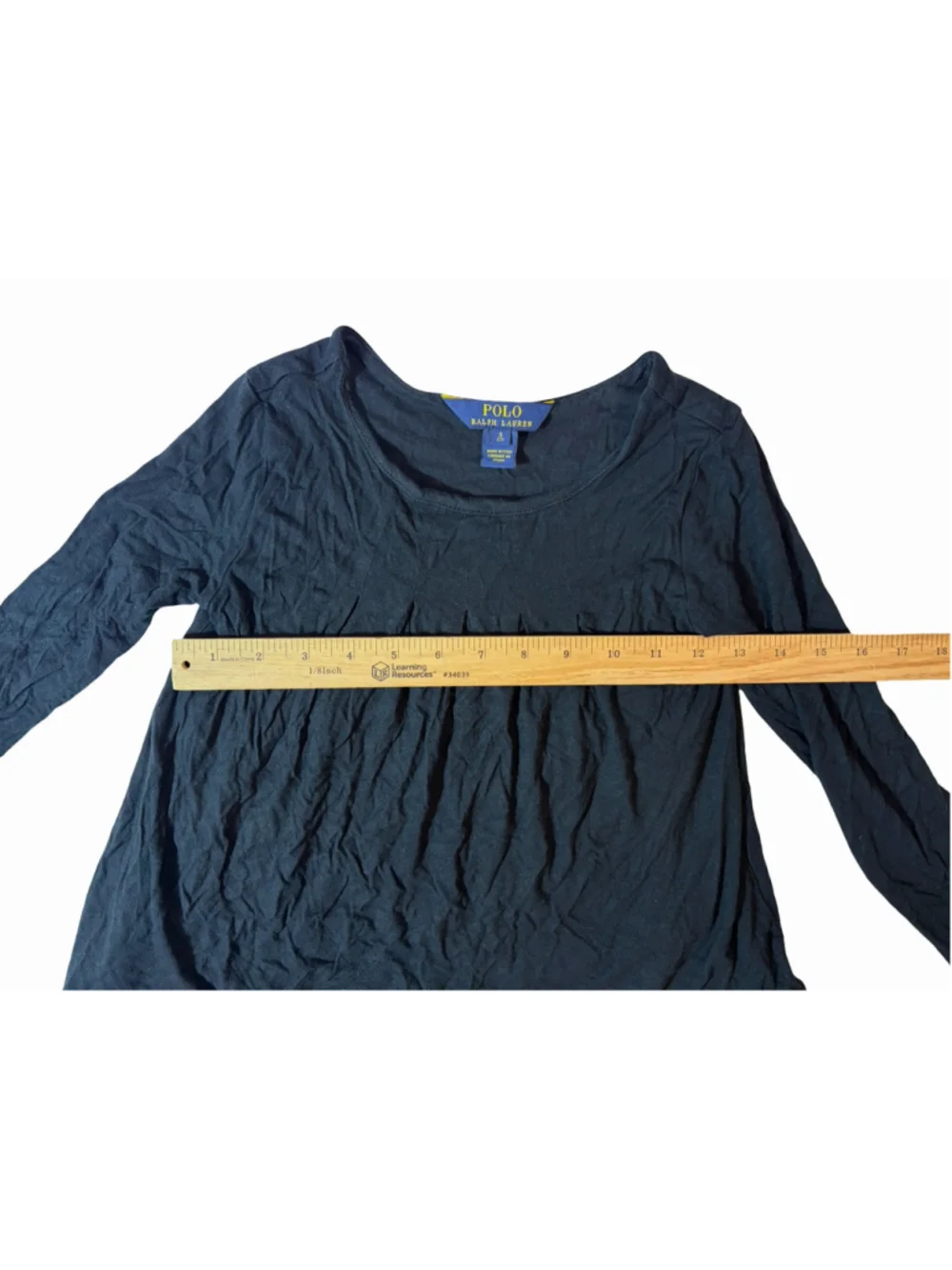 Polo Ralph Lauren Girl’s Black Long Sleeve Knit Top w/ Chiffon Hem – Size S (7)